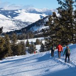 Skiers heading to Calcite Springs on Lost Lake Trail